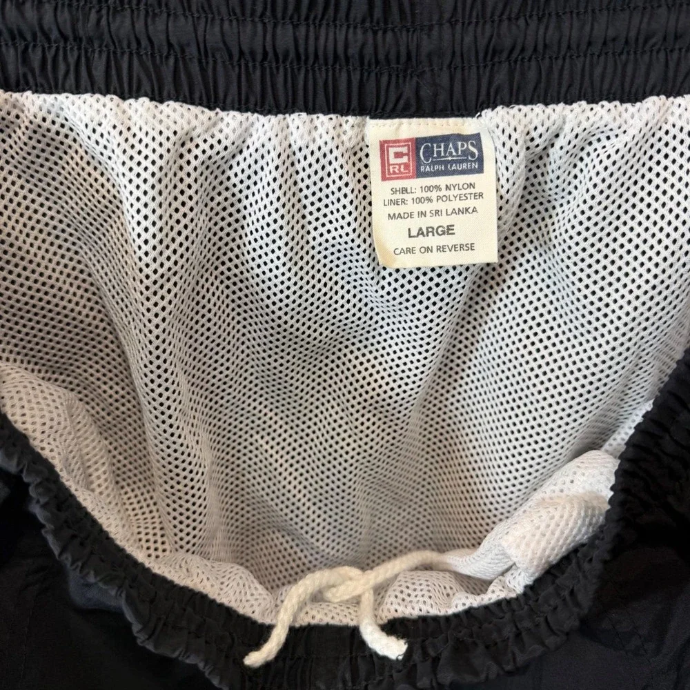 Chaps‎ Ralph Lauren Vintage Mens Black Nylon Mesh Lined Swim Trunks Shorts Large